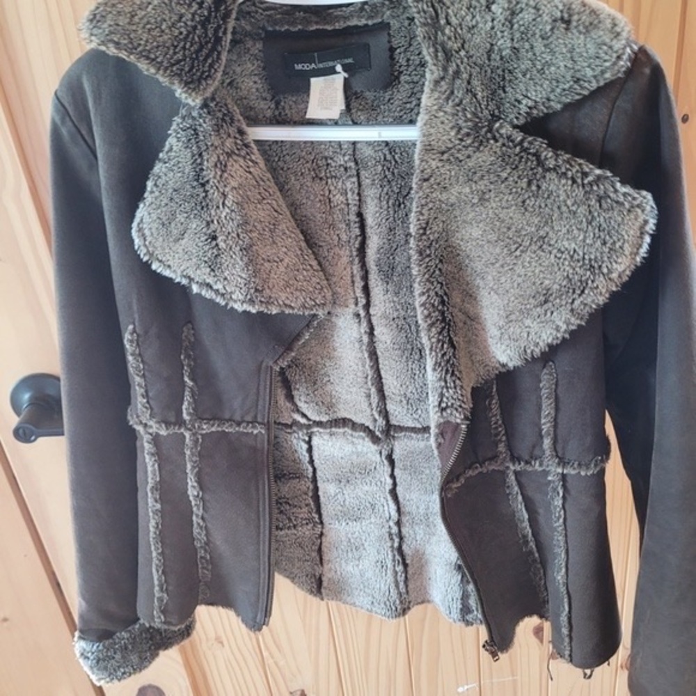 Moda International Dark Brown Teddy Jacket